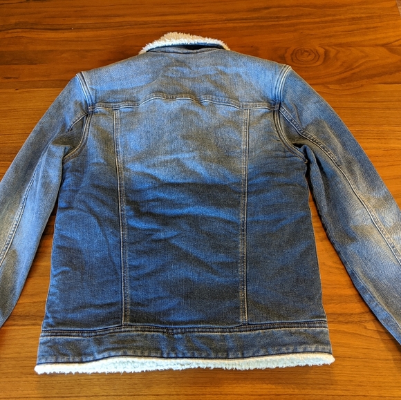 J. Crew Blue Jean Jacket with White Sherpa Collar - Picture 3 of 4